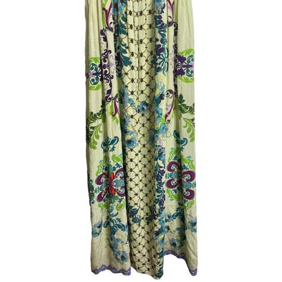 Anthro Hemant & Nandita Embroidered Canaria Maxi Boho Silk Floral Sleeveless XS - Picture 7 of 13